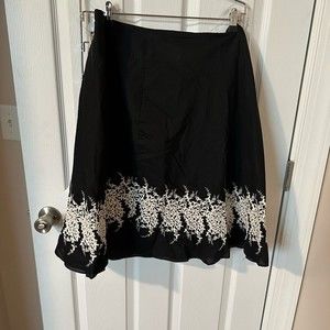 Covington Black Skirt with embroidery - size 14  knee length